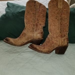 Lucchese Fliral Distressed Ladies Boots